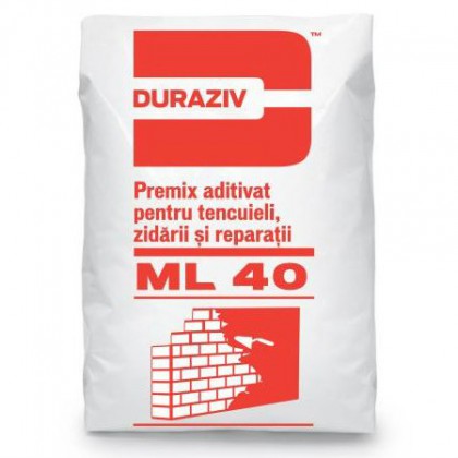 DURAZIV ML 40 Premix aditivat pentru tencuieli, zidarii si reparatii 25 kg